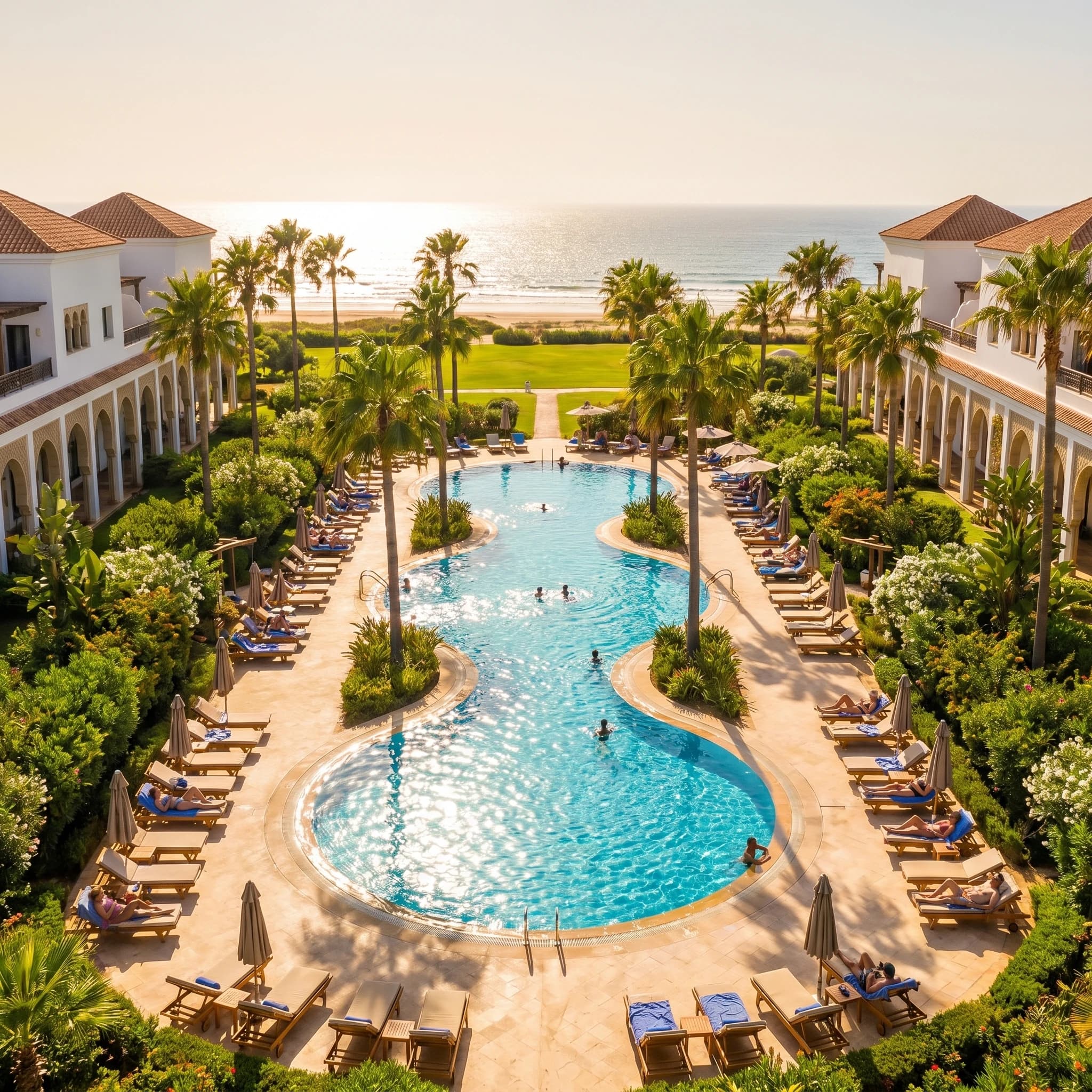 Ocean Bleu central pool and gardens