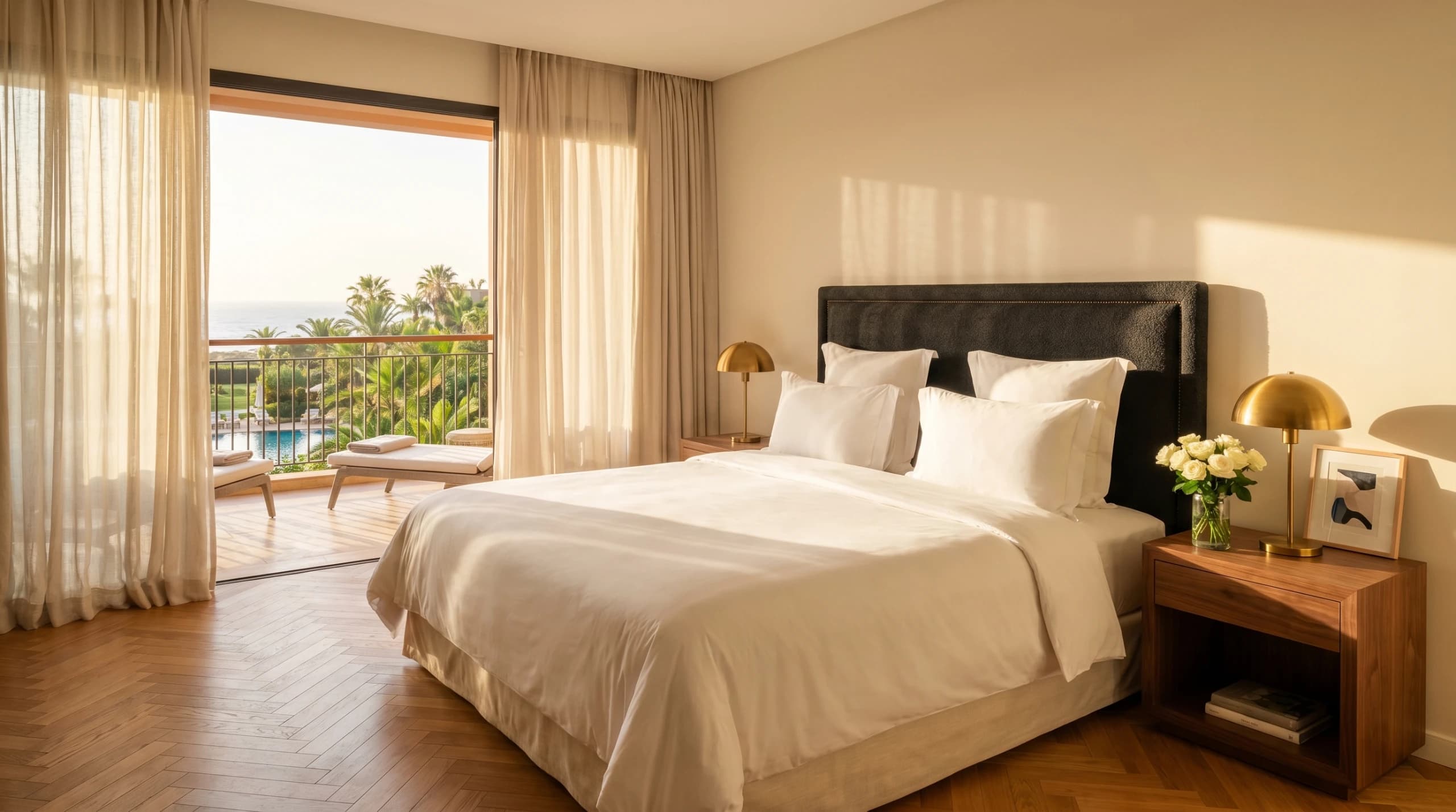Ocean Bleu apartment bedroom with sea view